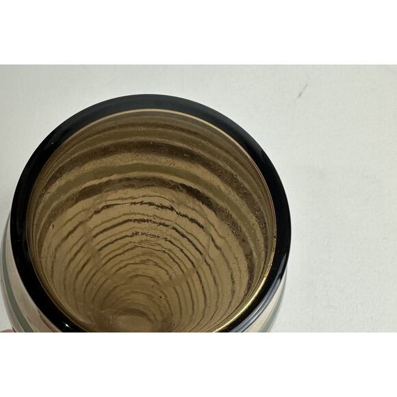 bohemia glass czechoslovakia MCM Smokey Brown Gold Striped Glass decanter Vase - Picture 5 of 6